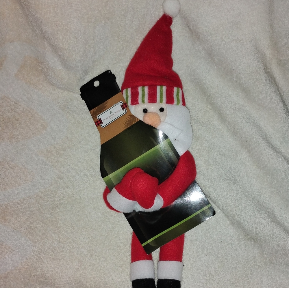 Wine Bottle Hugger Santa Claus Christmas 13" Holiday Seasonal Plush Gift New....